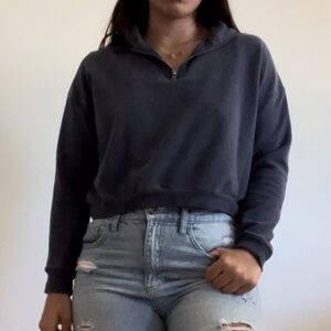 Navy Cropped Halfzip